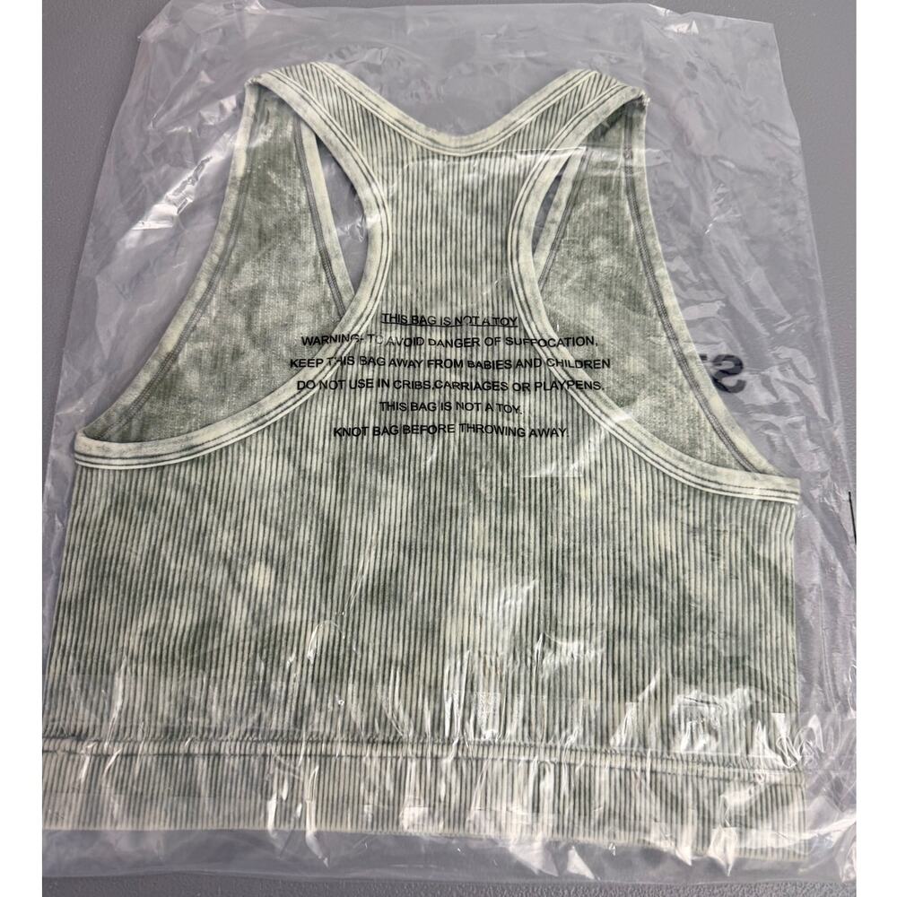Zenana Mineral Wash Ribbed Racerback Tank L XL Sage Green NIB - Picture 5 of 6